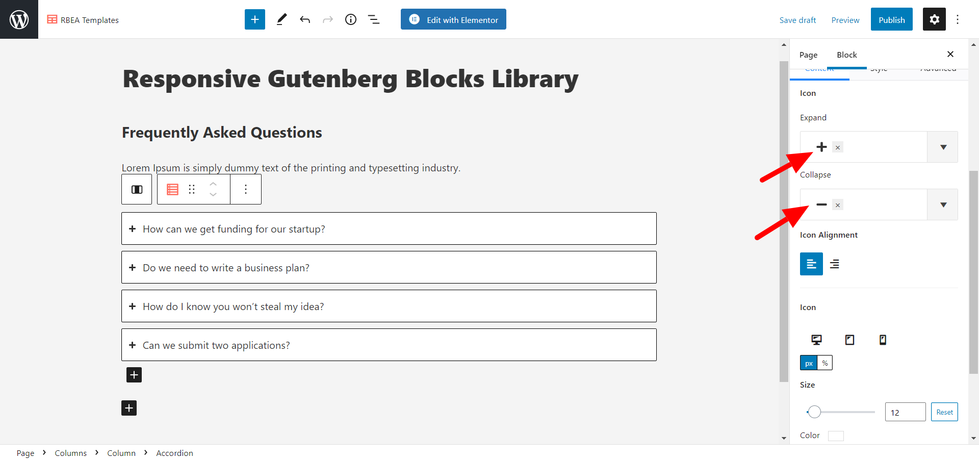 Responsive blocks library